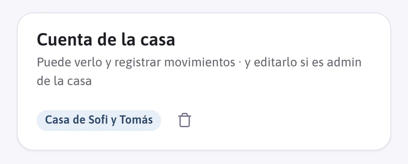 La cuenta de la casa, compartida: la otra persona puede verla y registrar movimientos